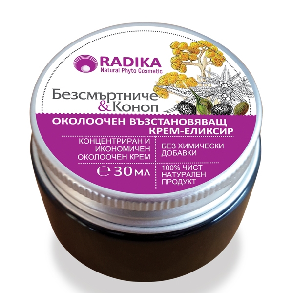 Околоочен възстановяващ крем с Безсмъртниче и Коноп, Радика, 30 мл