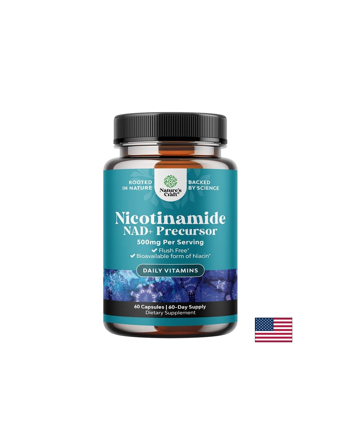 Никотинамид (NAD+ прекурсор) Клетъчна енергия и фокус 500 mg, 60 капсули