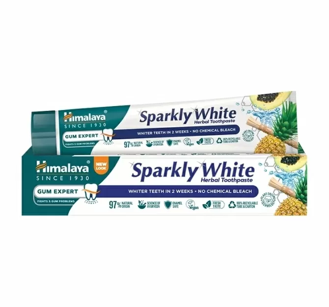 Избелваща паста за зъби без флуорид SPARKLY WHITE, Himalaya, 75 ml