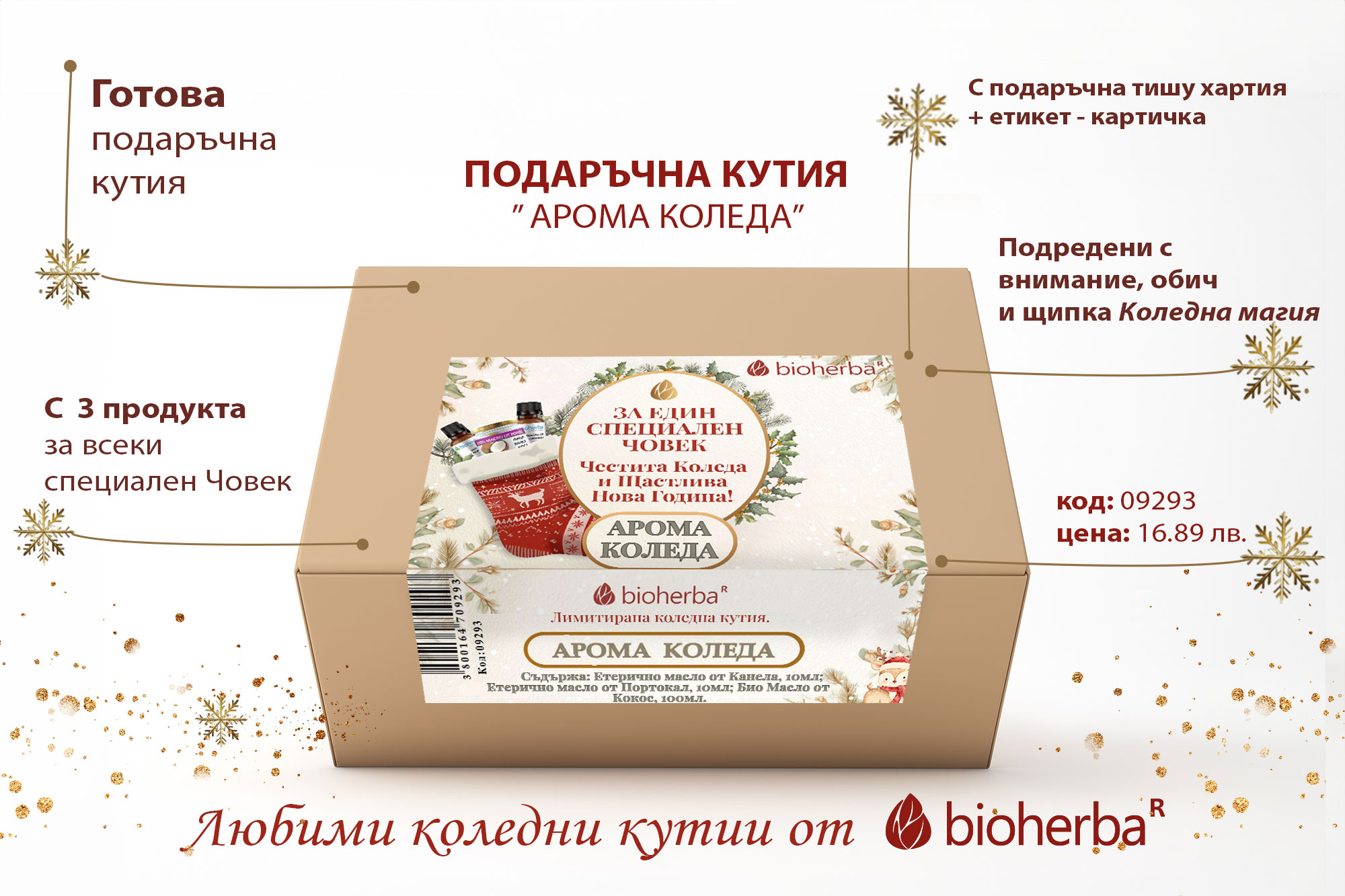 ПОДАРЪЧНА КУТИЯ „АРОМА КОЛЕДА” с 3 продукта, лимитирана серия
