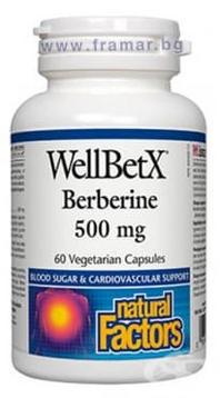 БЕРБЕРИН капсули 500 мг * 60 НАТУРАЛ ФАКТОРС/ Berberine 500mg x 60 vegetain capsules