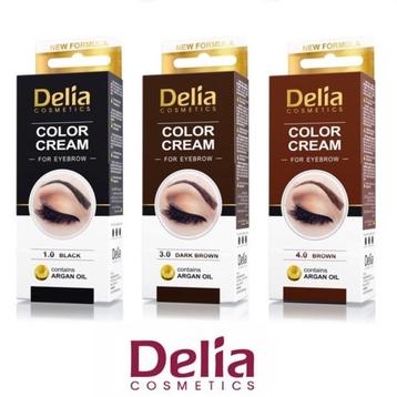 Крем-къна за оцветяване на вежди и мигли тъмно кафява - Delia