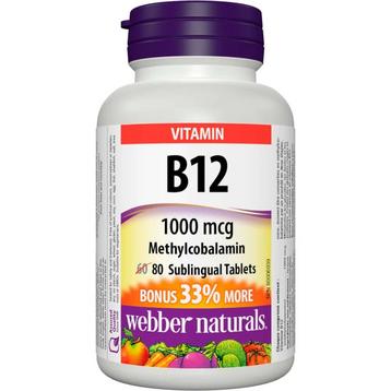 ВИТАМИН B12 сублингвални таблетки 1000 мкг * 80 WEBBER NATURALS